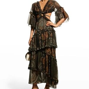 lace the label forest green ruffle tiered dress